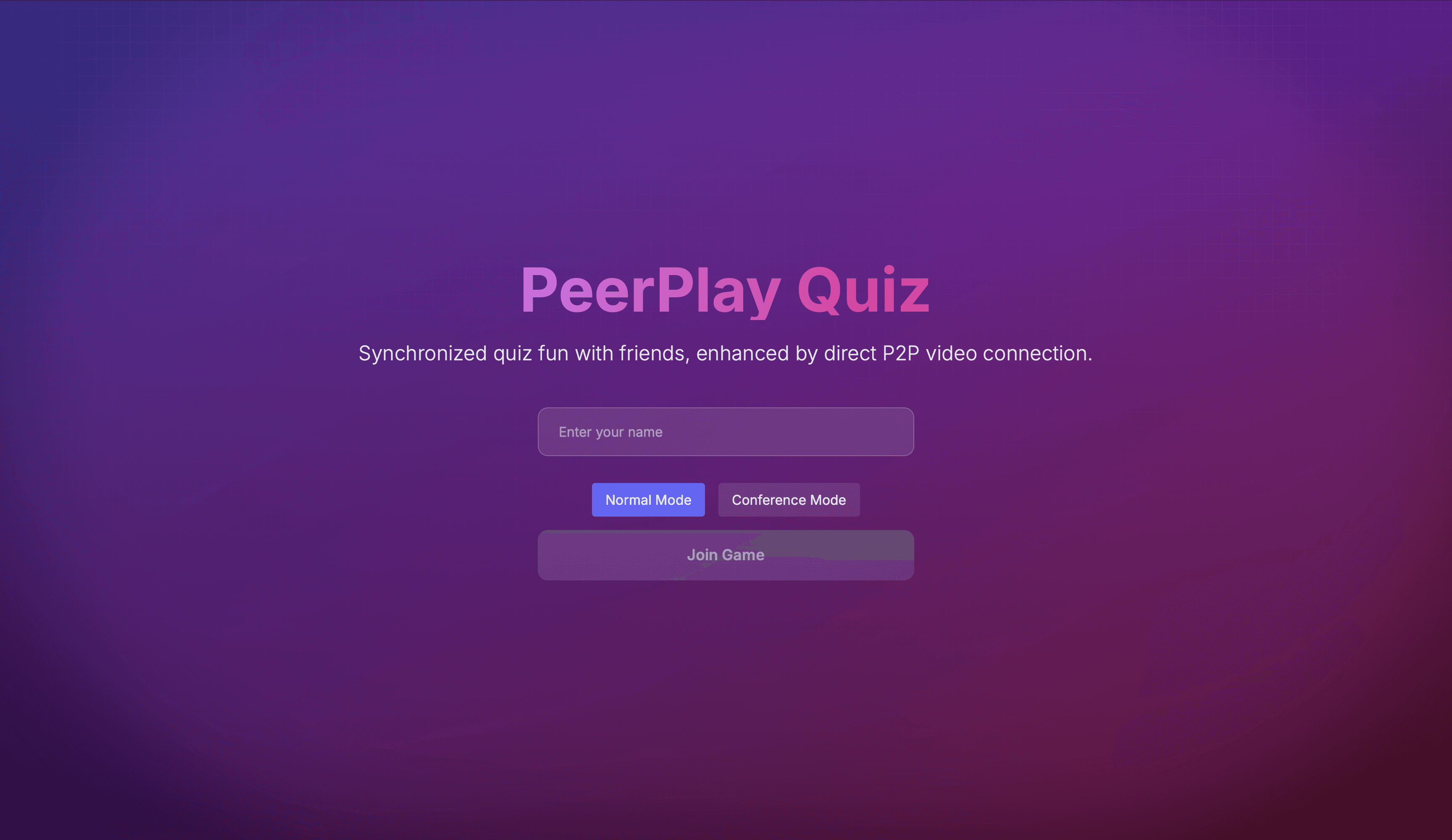 PeerPlay Quiz - Project Screenshot